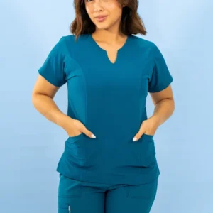 Uniforme Antifluido Stretch Femenino Azul Petróleo