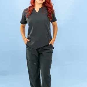 Uniforme Antifluido Stretch Femenino Gris Oscuro