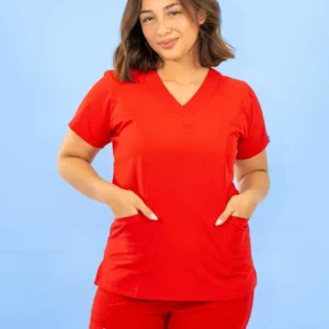 Uniforme Antifluido Stretch Femenino Rojo